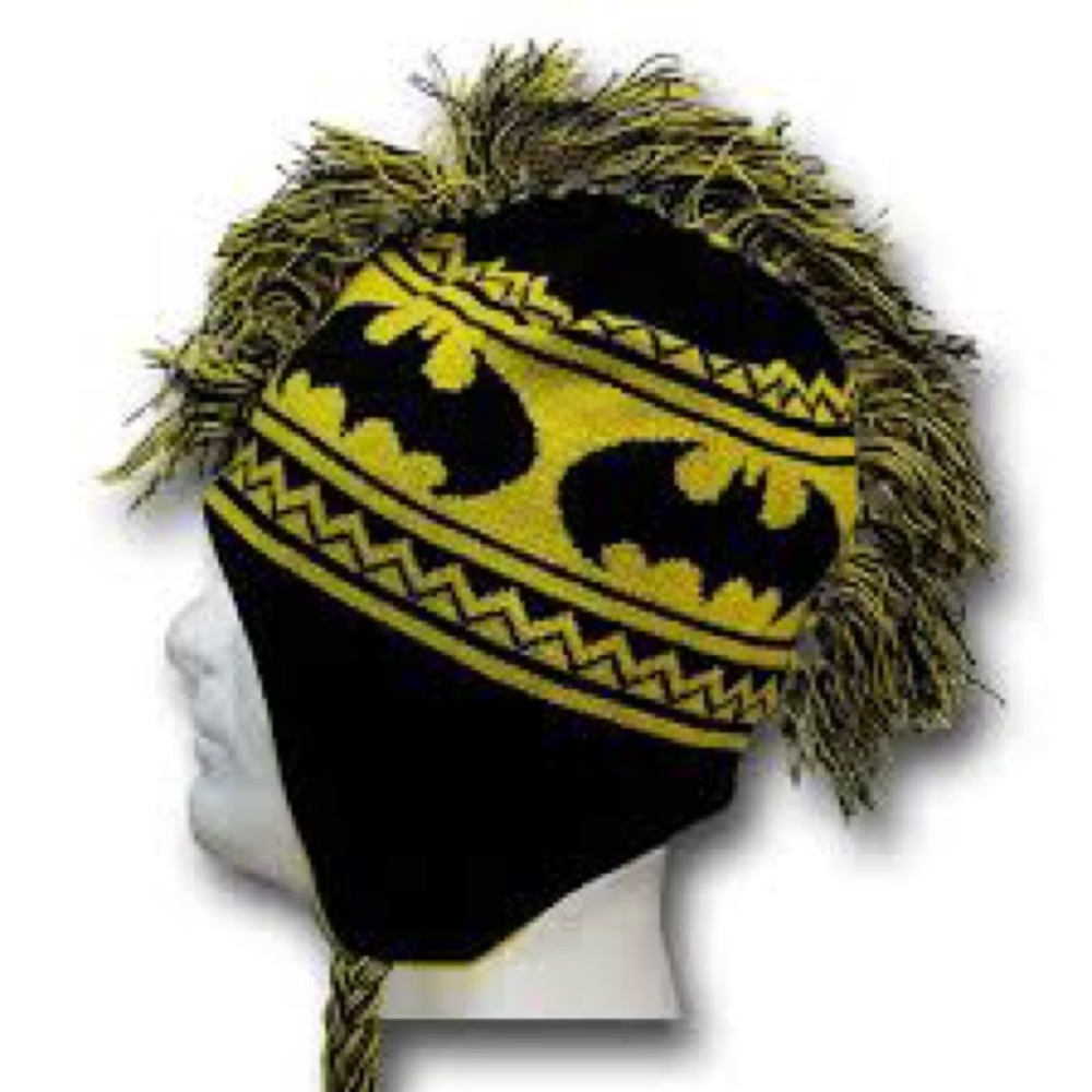 BATMAN Mohawk Peruvian Hat 🖤💛 Kids Superhero Knit Hat - Black and Yellow